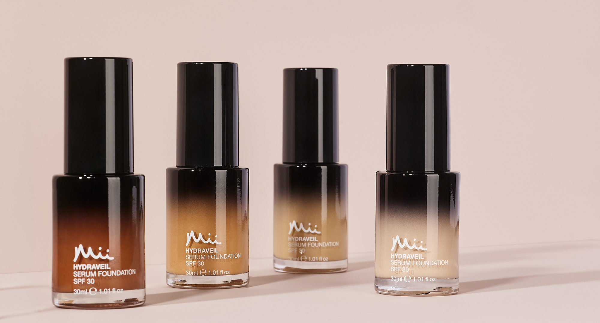 Hydraveil Serum Foundation SPF 30 in sahdes 3, 7, 14 and 18