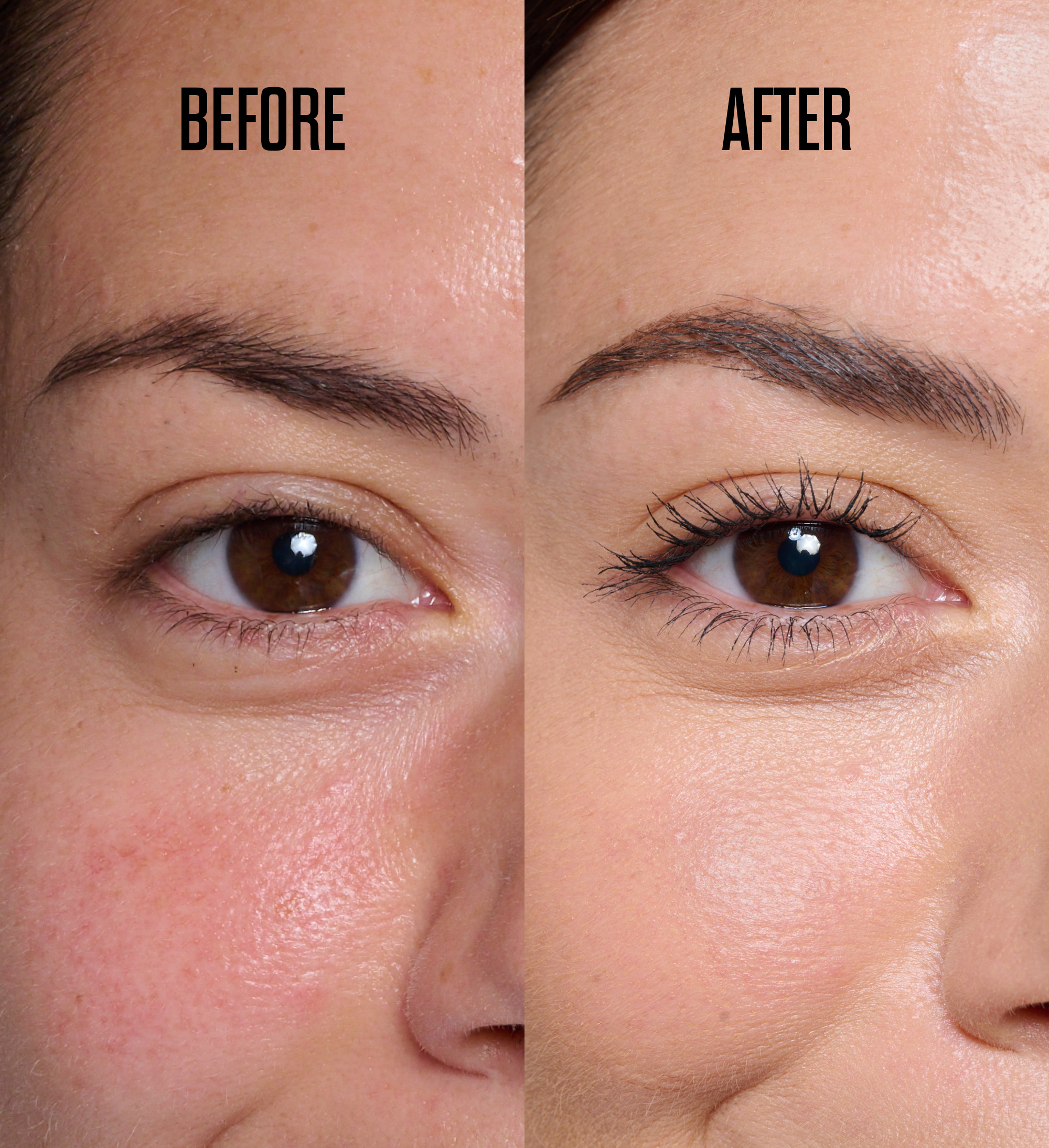 Before and after model shot featuring Precision Brow Detailer