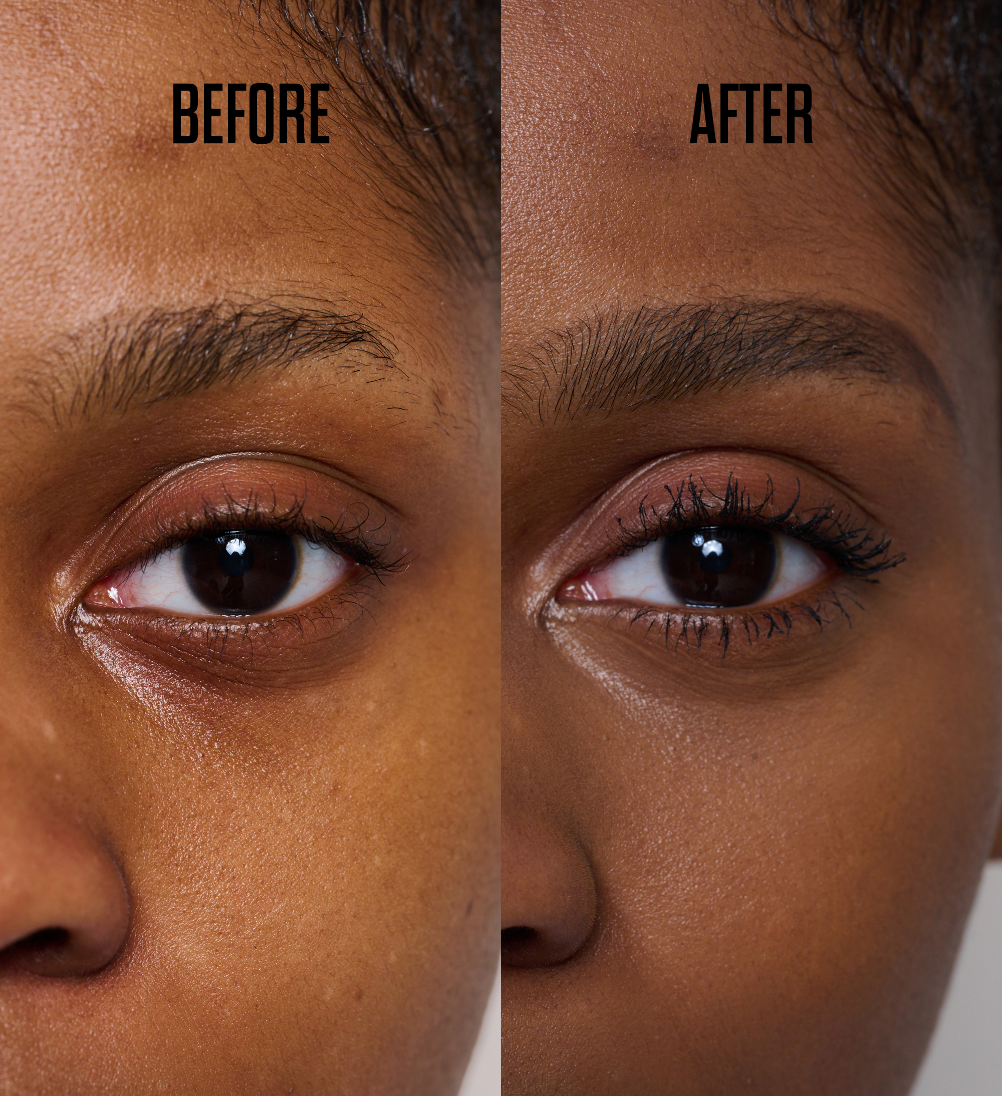 Before and after model shot featuring Beautifying Brow Wand
