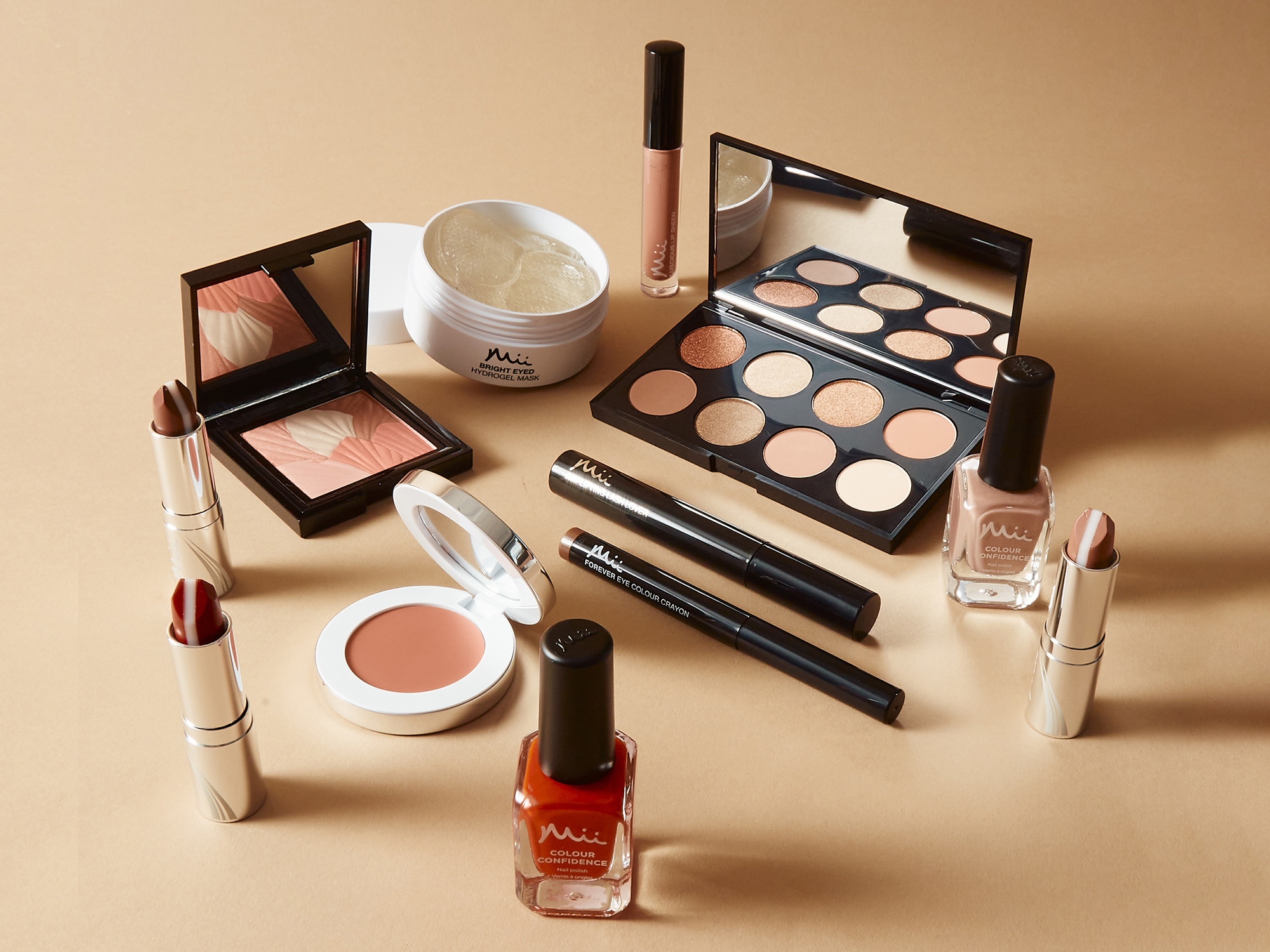 Group shot featuring makeup, skin care and nail care