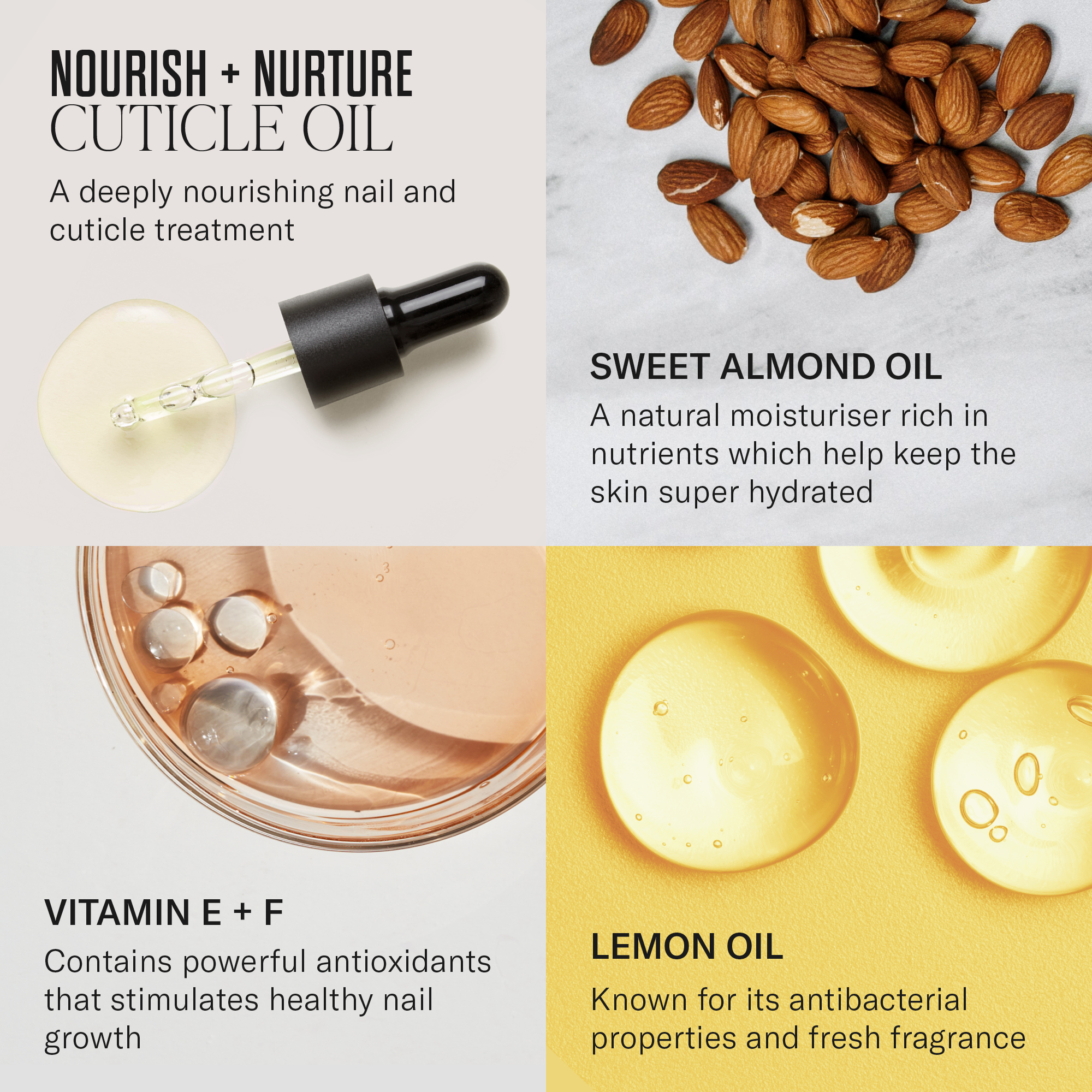 Nourish + Nurture Nail and Cuticle Oil active ingredients