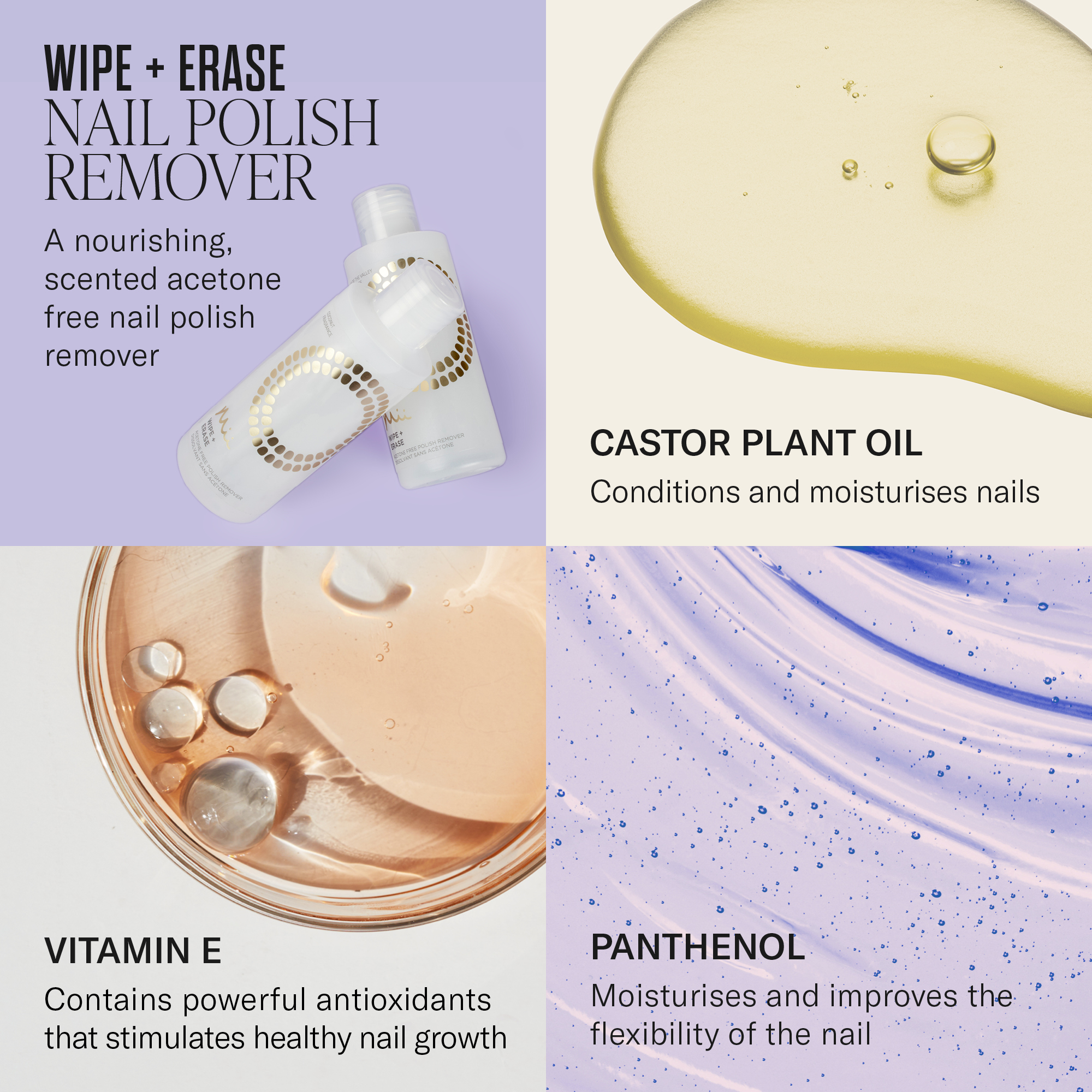 Wipe + Erase Nail Polish Remover active ingredients