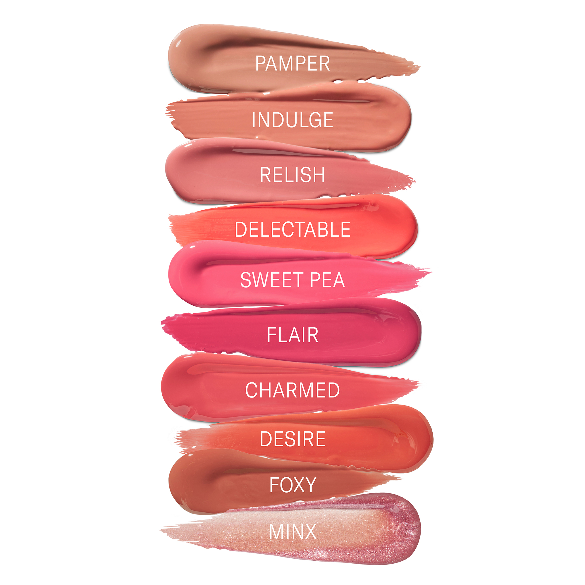 Luscious Lip Sheen Lip Gloss swatch shade range