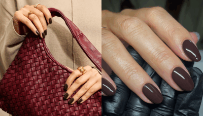 Models wearing Decadent Brownie Colour Confidence Nail Polish and Enigma Colour Confidence Nail Polish