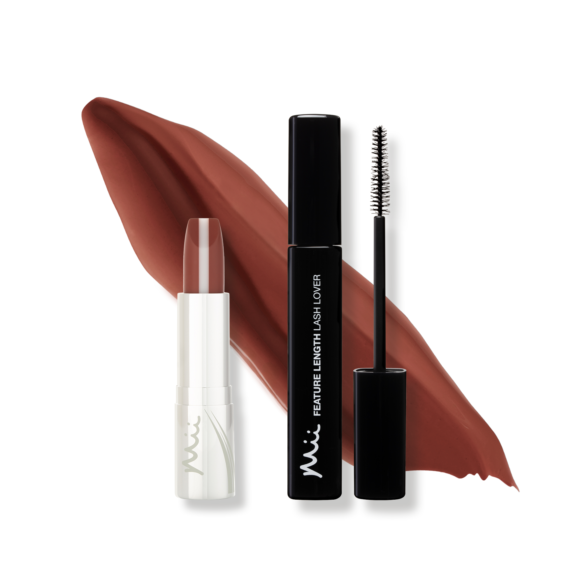 HydraBoost Lip Lover Lipstick in Spiced and Feature Length Lash Lover swatches