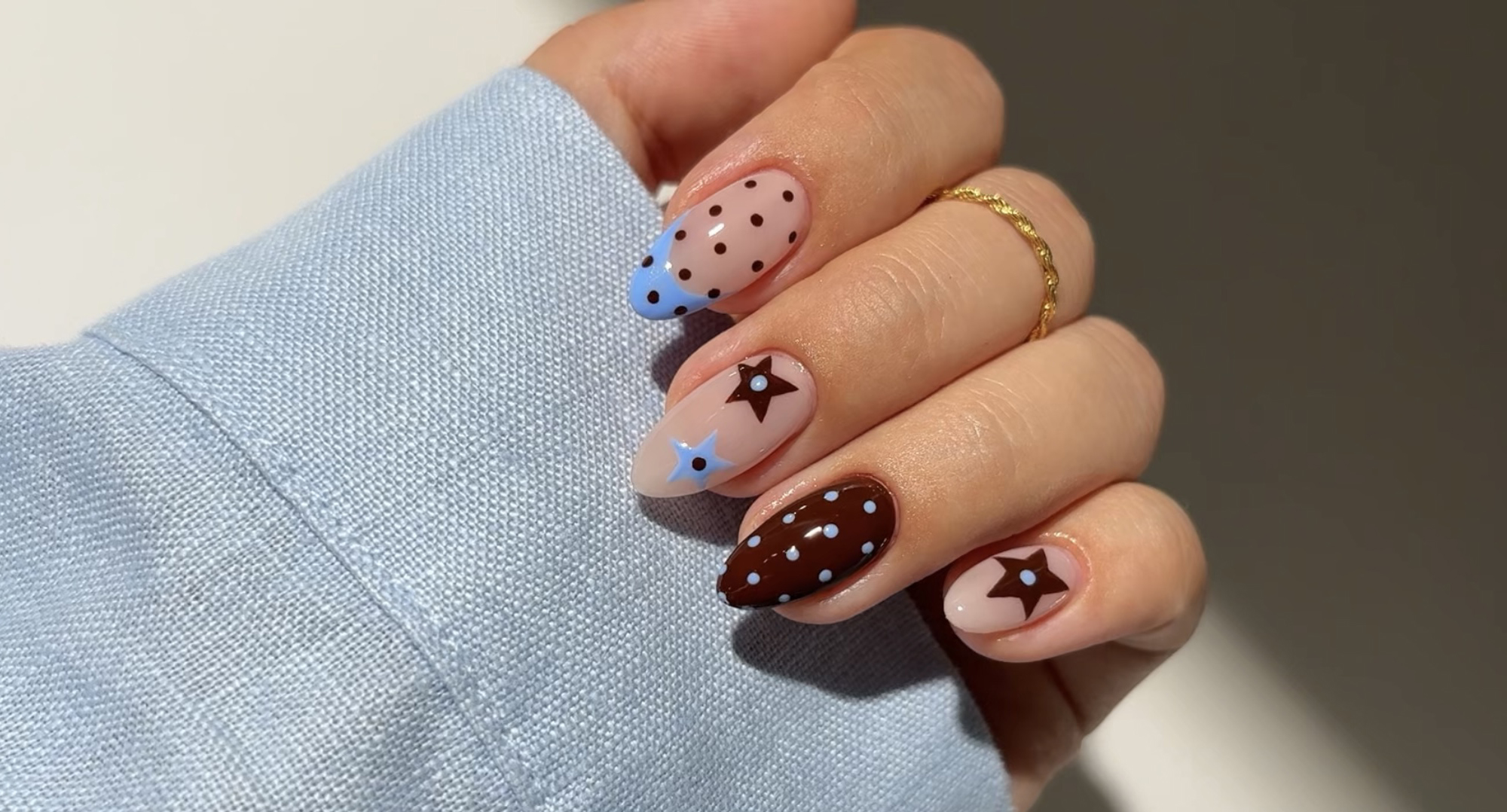 Stars and Polka Dots nail art final look