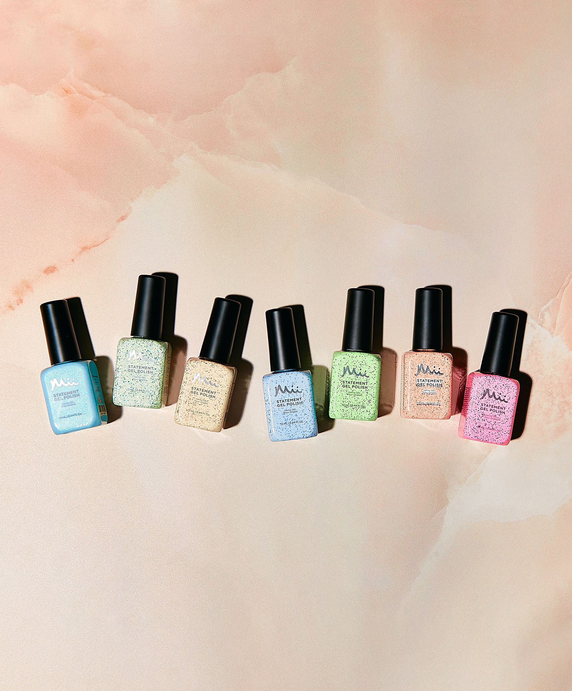 Image of gel nail polishes in different colours