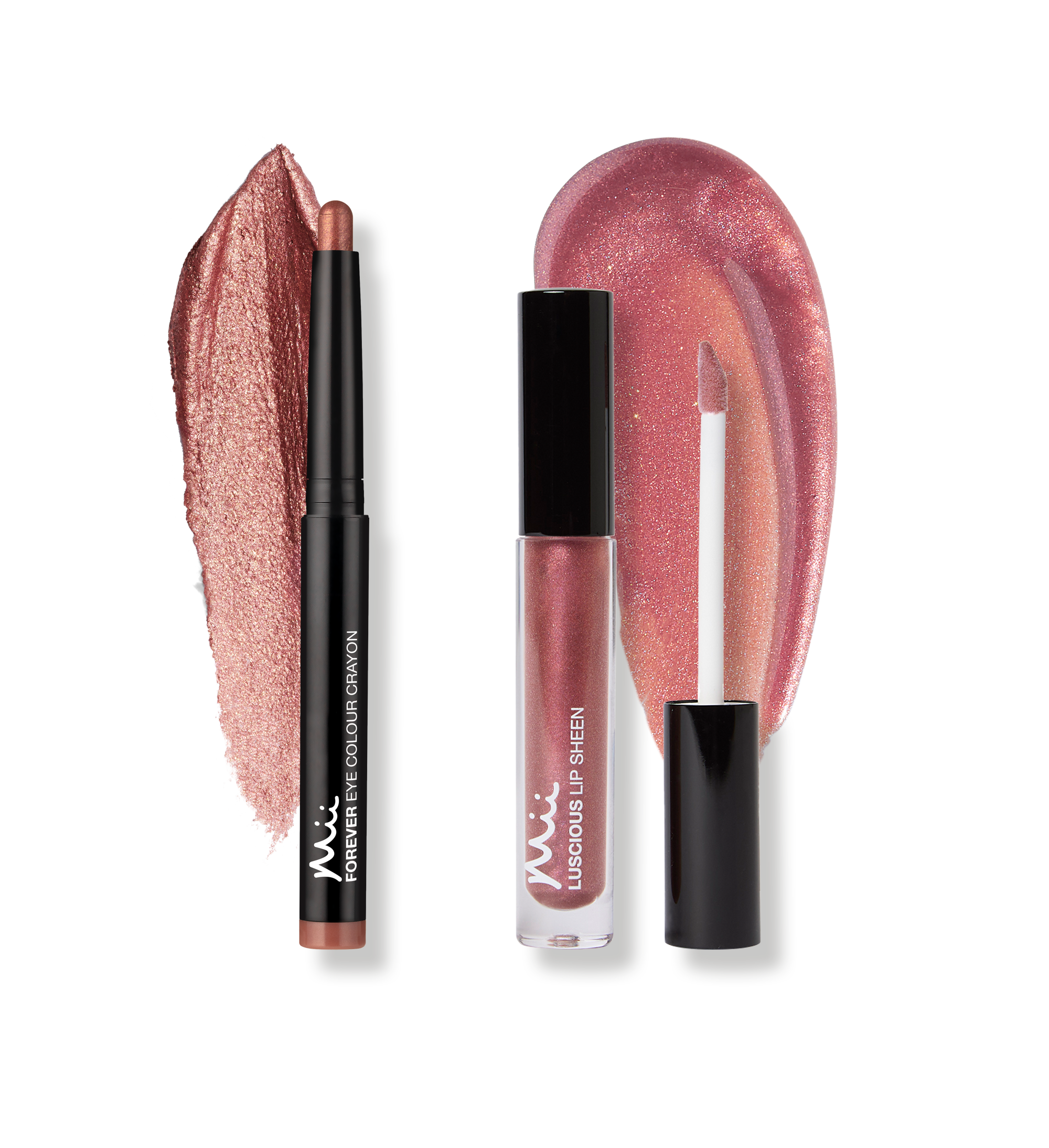Forever Eye Crayon and Luscious Lip Sheen Bundle Swatch