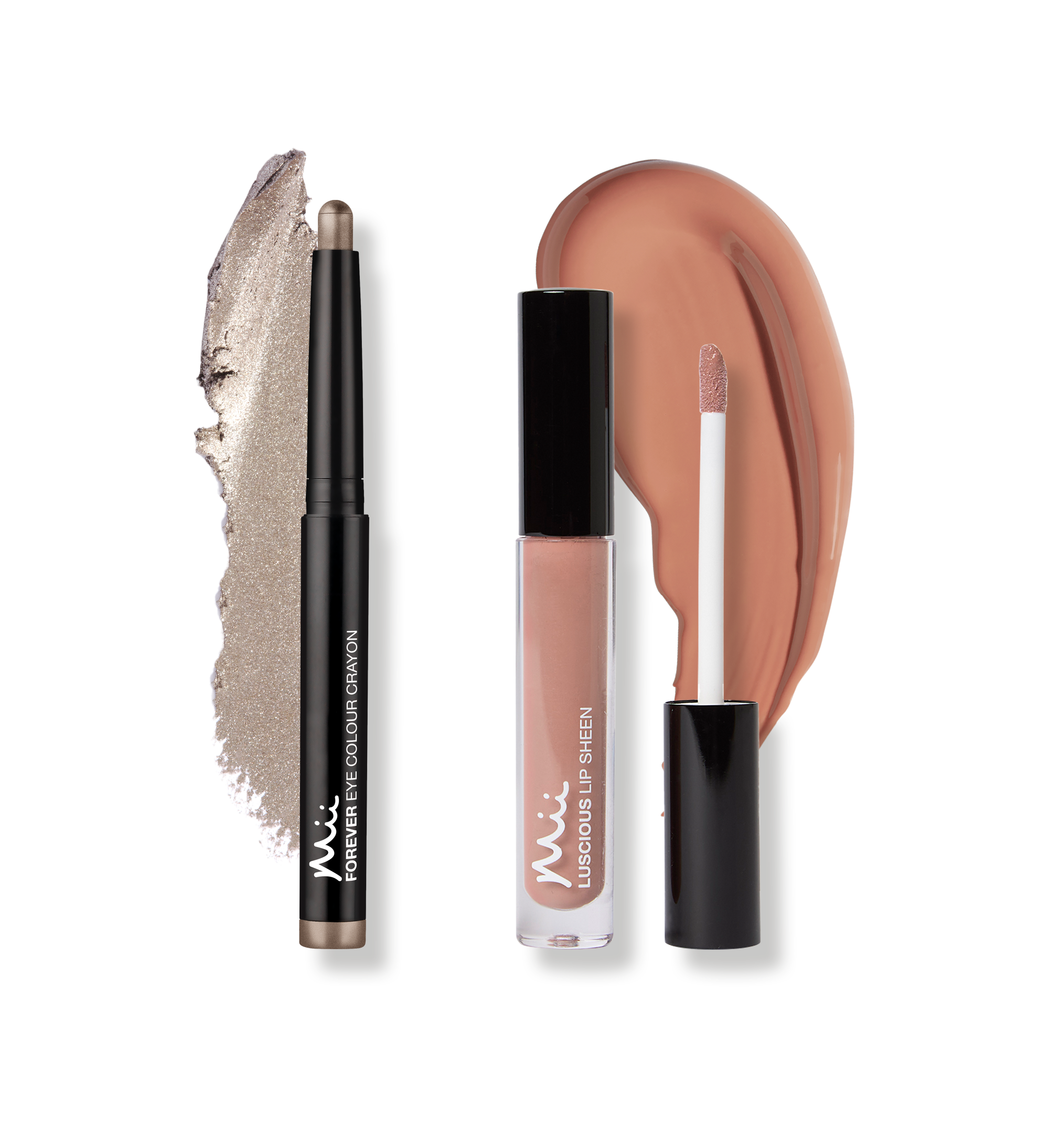 Forever Eye Crayon and Luscious Lip Sheen Bundle Swatch