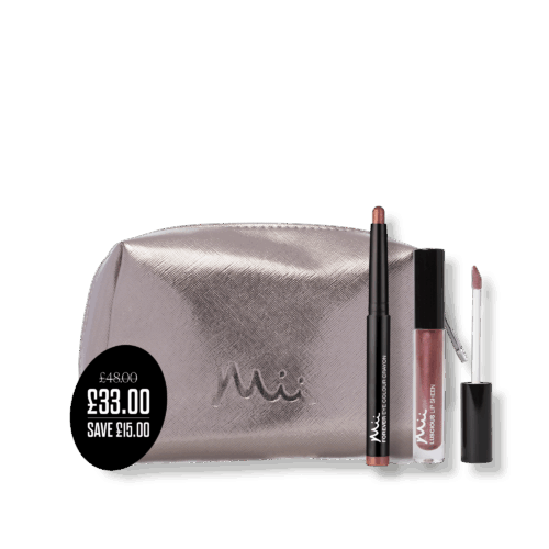 Rose Gold Makeu Bag, Forever Eye Crayon and Luscious Lip Sheen Bundle
