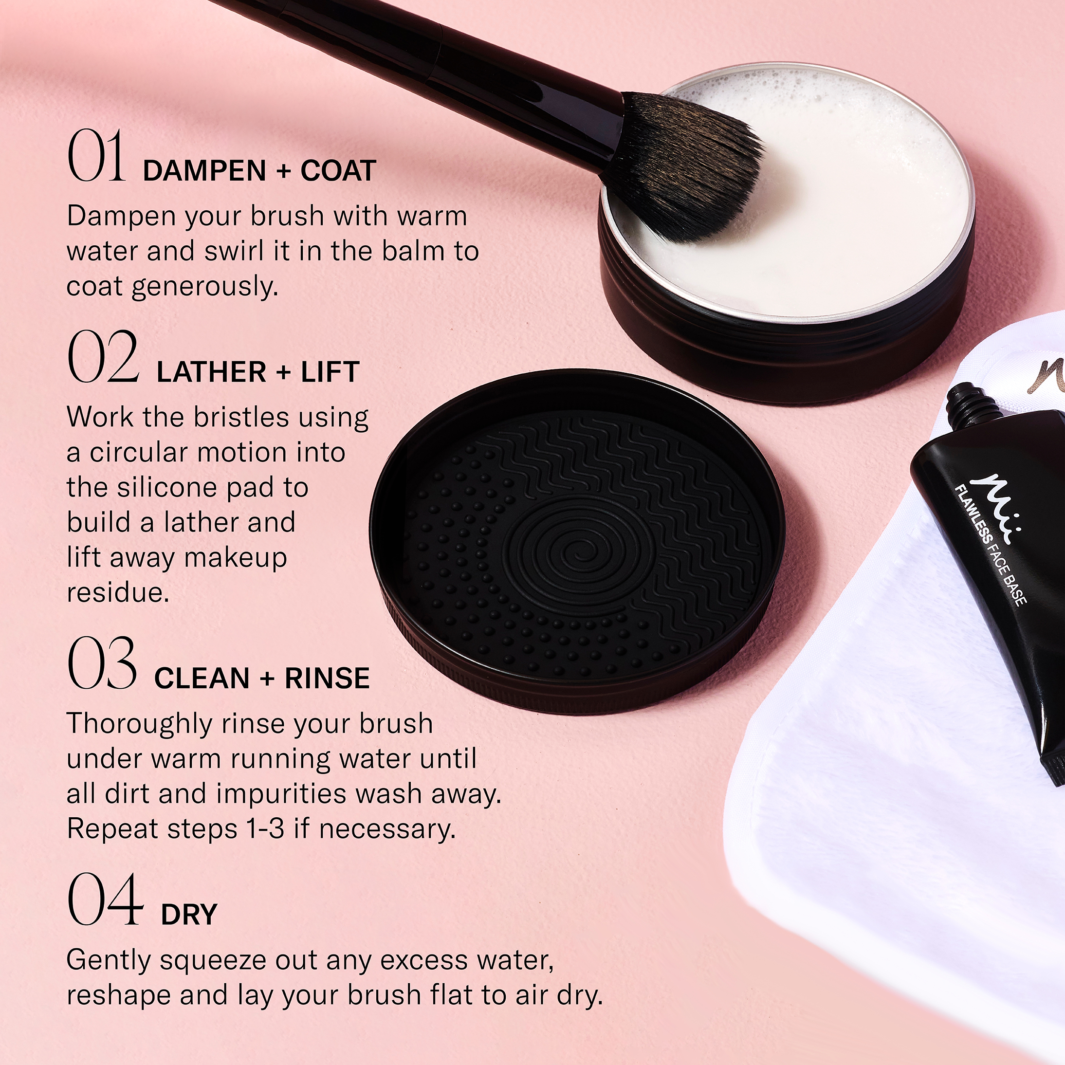 Cleanse + Condition Brush Balm How To Use infographic