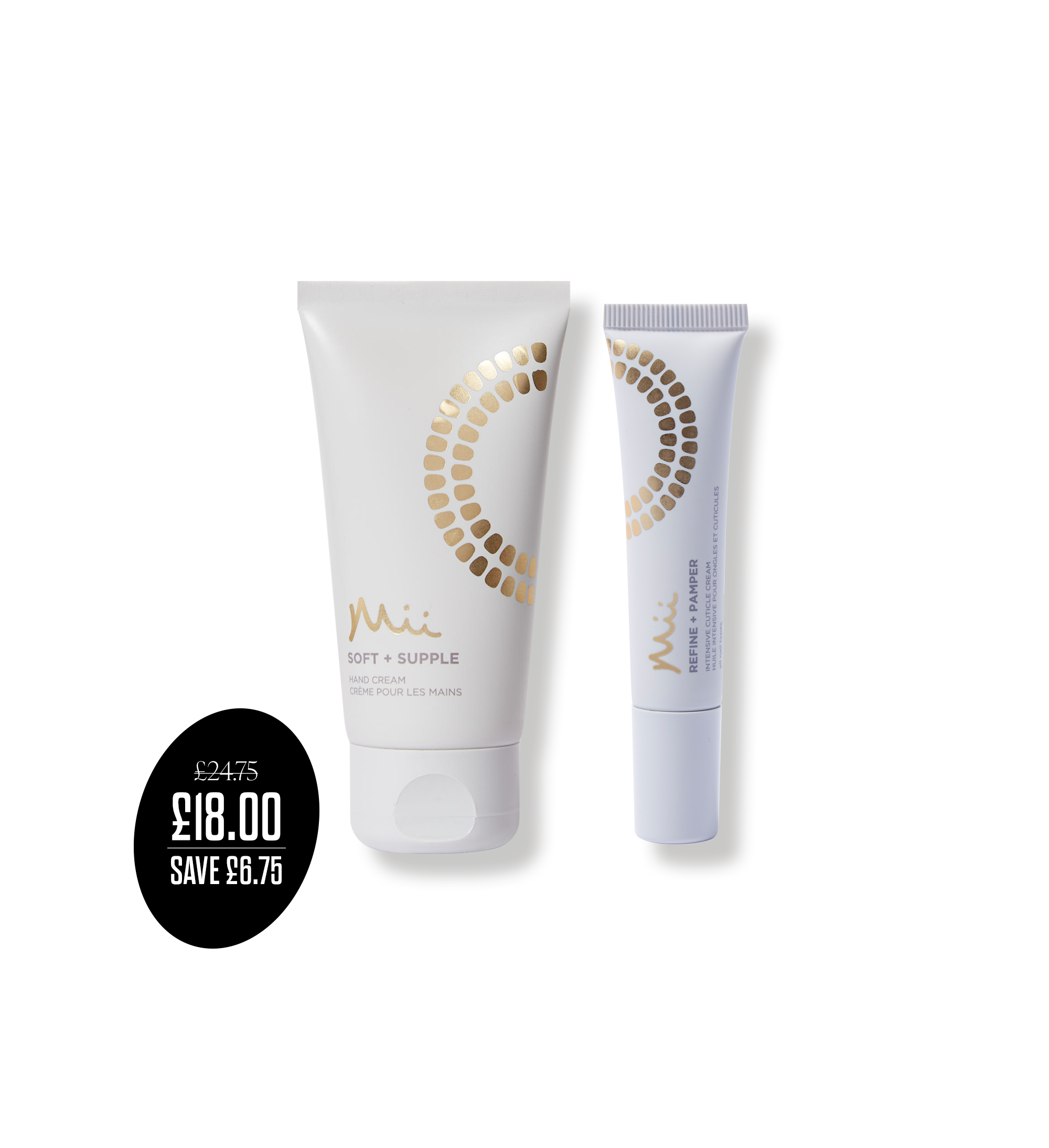 Hand + Cuticle Care Duo featuring Soft + Supple Hand Cream 50ml and Refine + Pamper Intensive Cuticle Cream 15ml