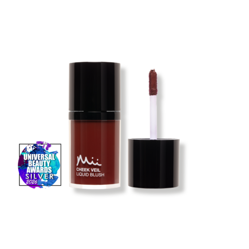 Cheel Veil Liquid Blush in Serenity product shot with Universal Beauty Awards Silver 2026 logo