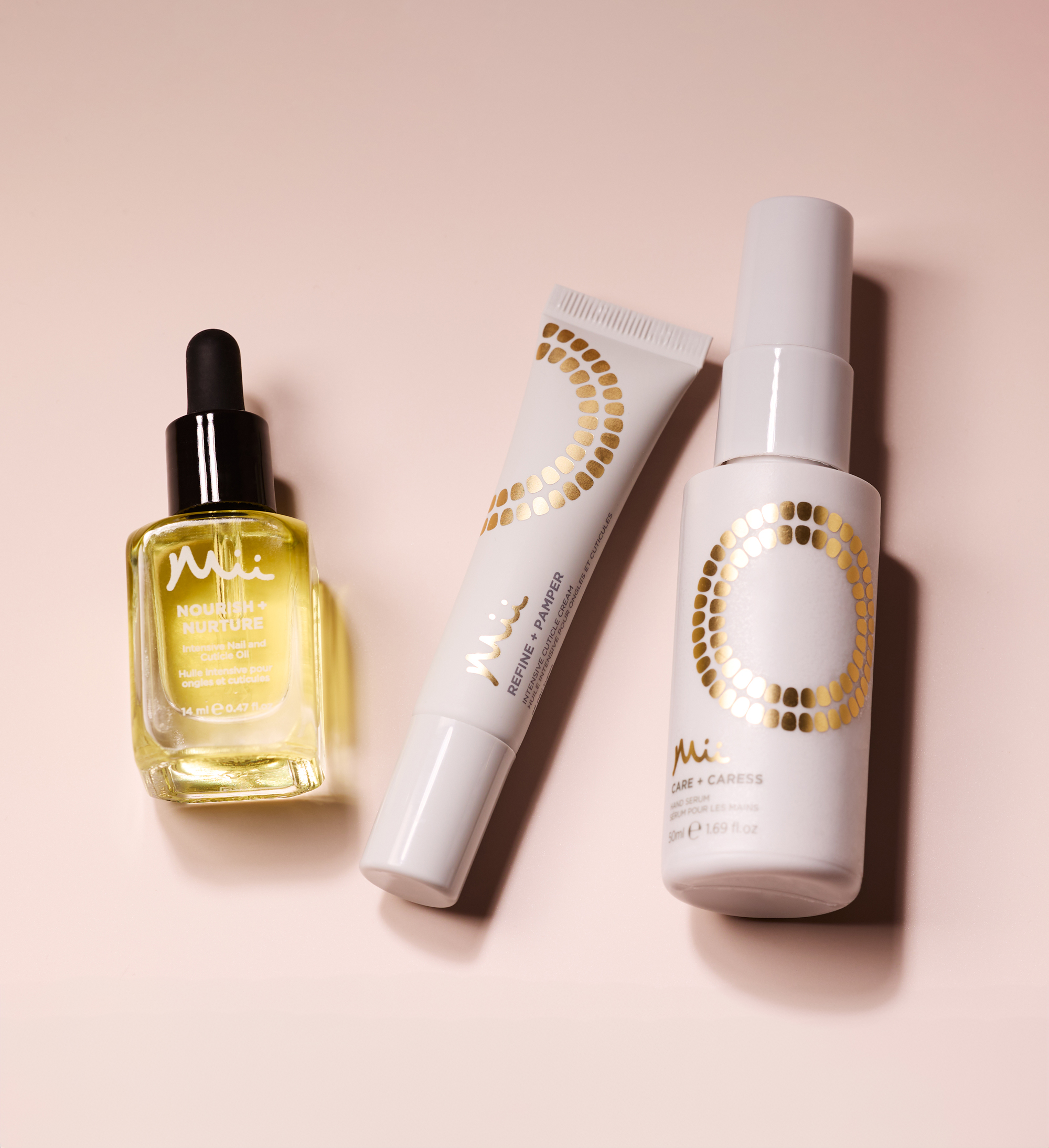 Care + Condition Hand and Cuticle Set - Nourish + Nurture Nail and Cuticle Oil, Refine + Pamper Intensice Cuticle Cream, Care + Caress Hand Serum