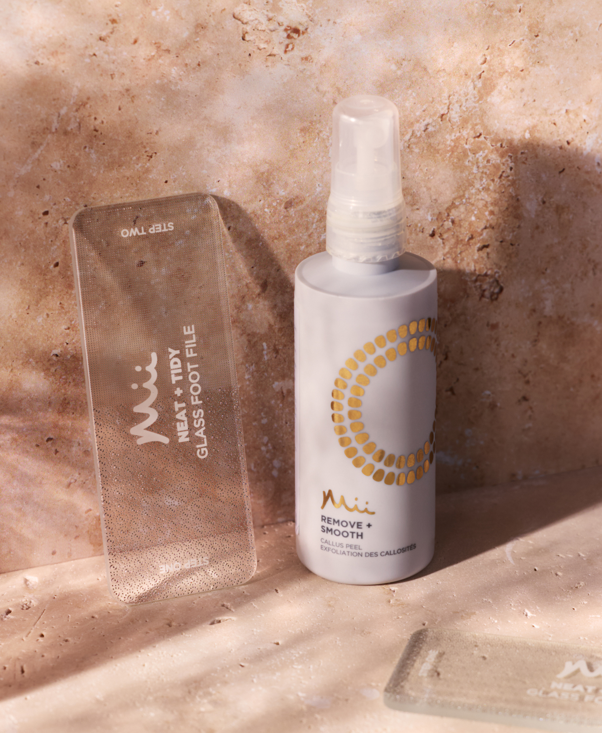 Smooth + Renew Foot Care Duo - Neat + Tidy Glass Foot File and Remove + Smooth Callus Peel and Neat + Tidy Glass Foot File