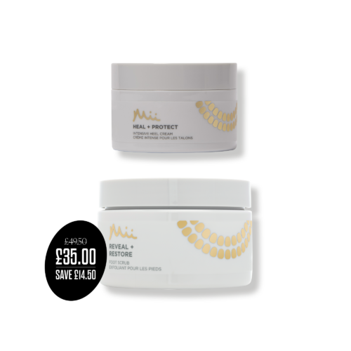 Reveal + Heal Foot Duo - Reveal + Restor Foot Scrub, Heal + Protect Heel Cream with price roundel