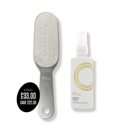 Smooth + Renew Foot Duo with price roundel - Neat + Tidy Stainless Steel Foot File + Remove + Smooth Callus Peel