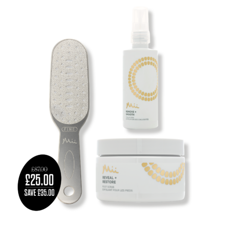 Smooth Feet Edit with price roundel - Neat + Tidy Stainless Steel Foot File, Reveal + Restore Foot Scrub, Remove + Smooth Callus Peel
