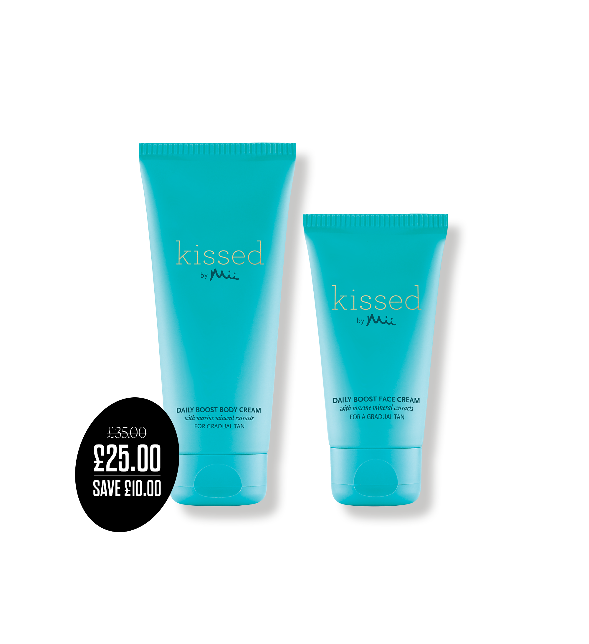 Head to Toe Glow Duo packshots with price roundel - Daily Boost Body Cream and Daily Boost Face Cream