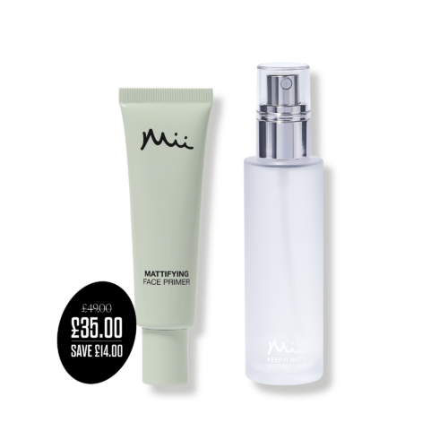 Prep + Set Mattifying Duo packshots with price roundel - Mattifying Face Primer and Keep It Matte Setting Mist