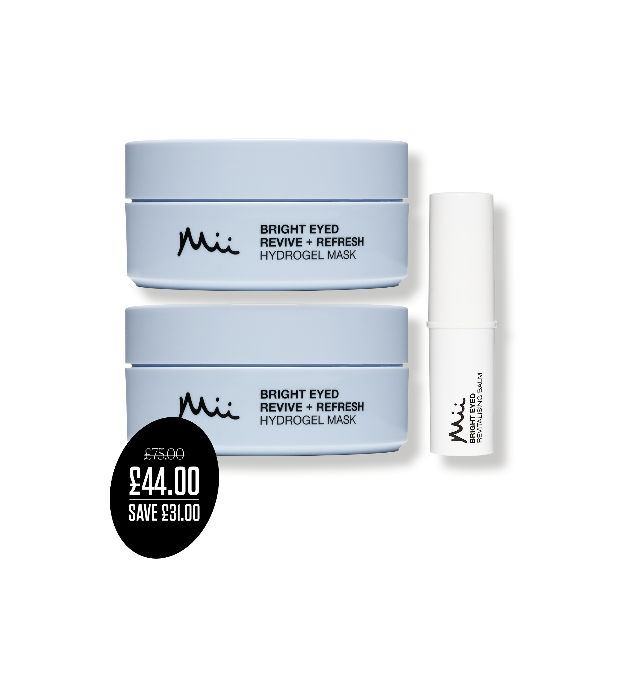 Revive Eyes Edit packshot with price roundel - Bright Eyed Revive + Refresh Hydrogel Eye Mask and Bright Eyed Revitalising Balm