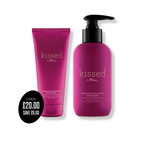 Seriously Smooth Body Duo packshot with price roundel - Seriously Smoothing Exfoliator and Seriously Smoothing Moisturiser