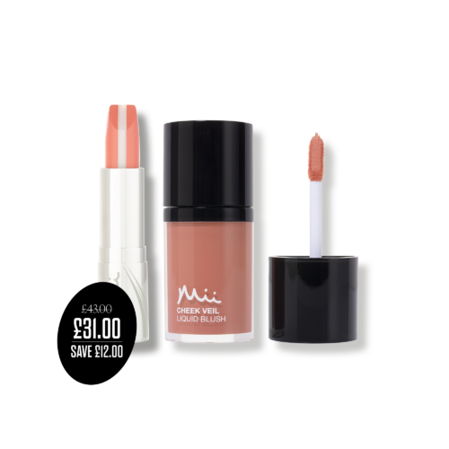 Colour Collection Lip & Cheek Duo in Summer Lovin' packshot with price roundel - HydraBoost Lip Lover in Summer Lovin' and Cheek Veil Liquid Blush in Radiance
