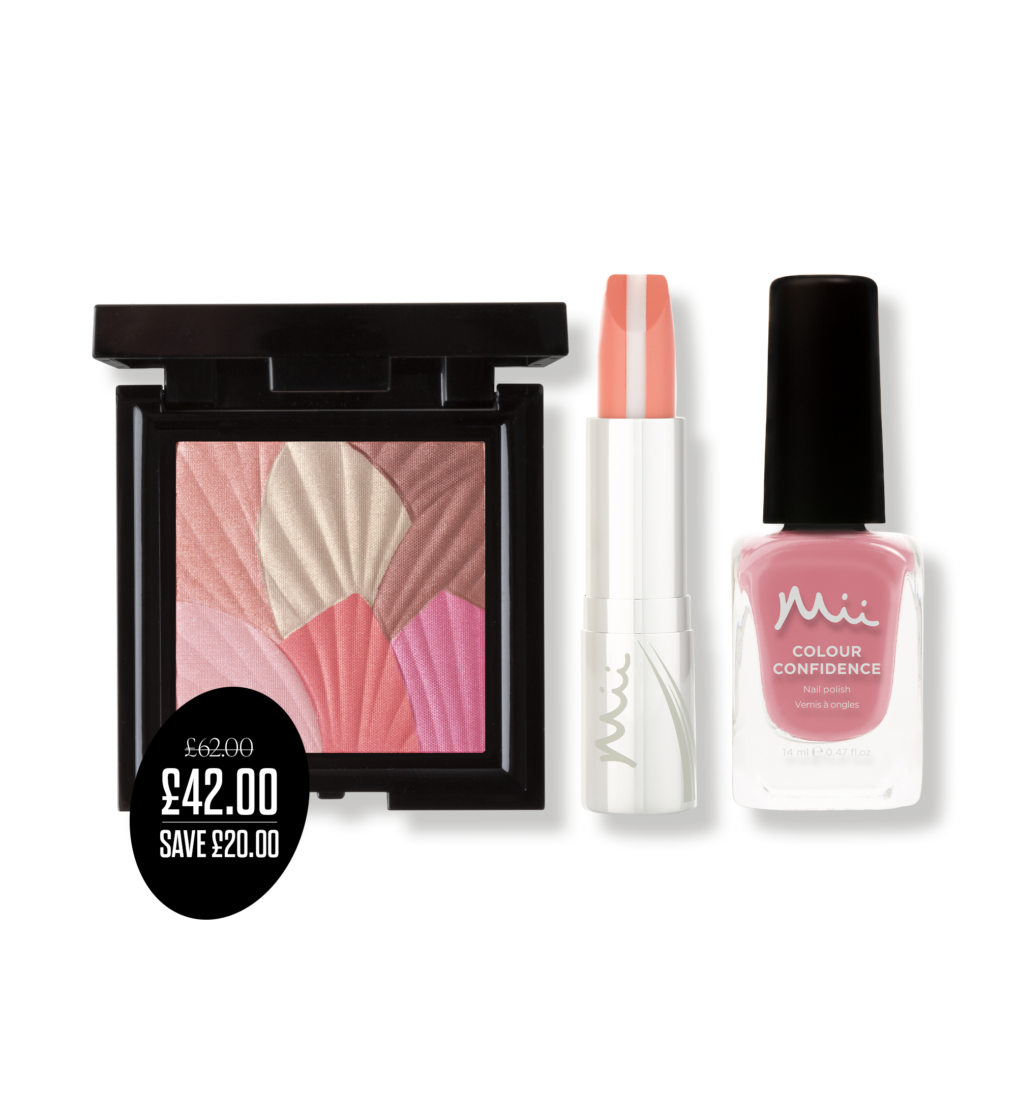 Glowing Lip, Cheek & Nail Trio in Sweet Pink product shot with price roundel - HydraBoost Lip Lover in Summer Lovin