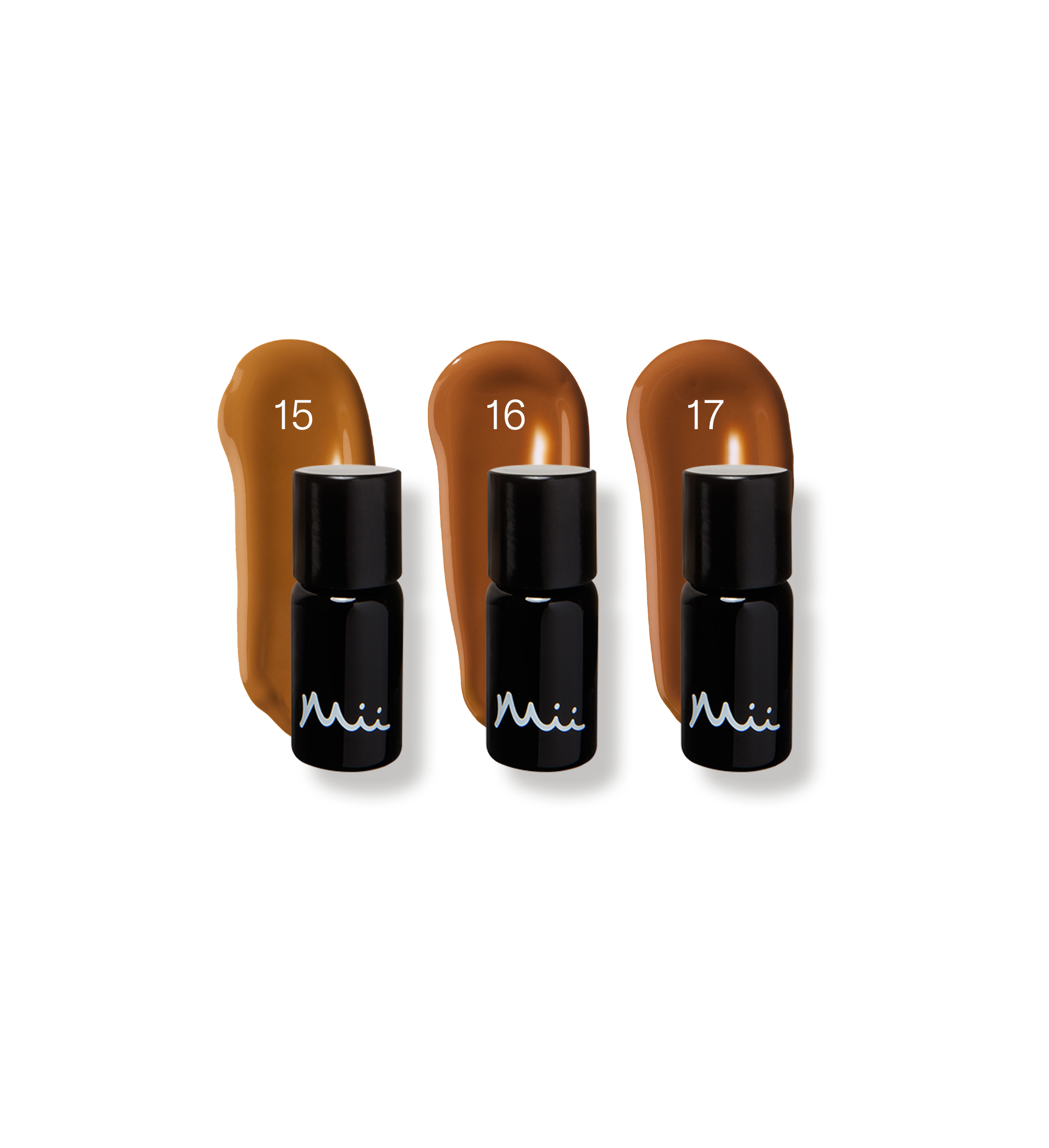Hydraveil Serum Foundation Sample Box 15-17 packshot and swatches