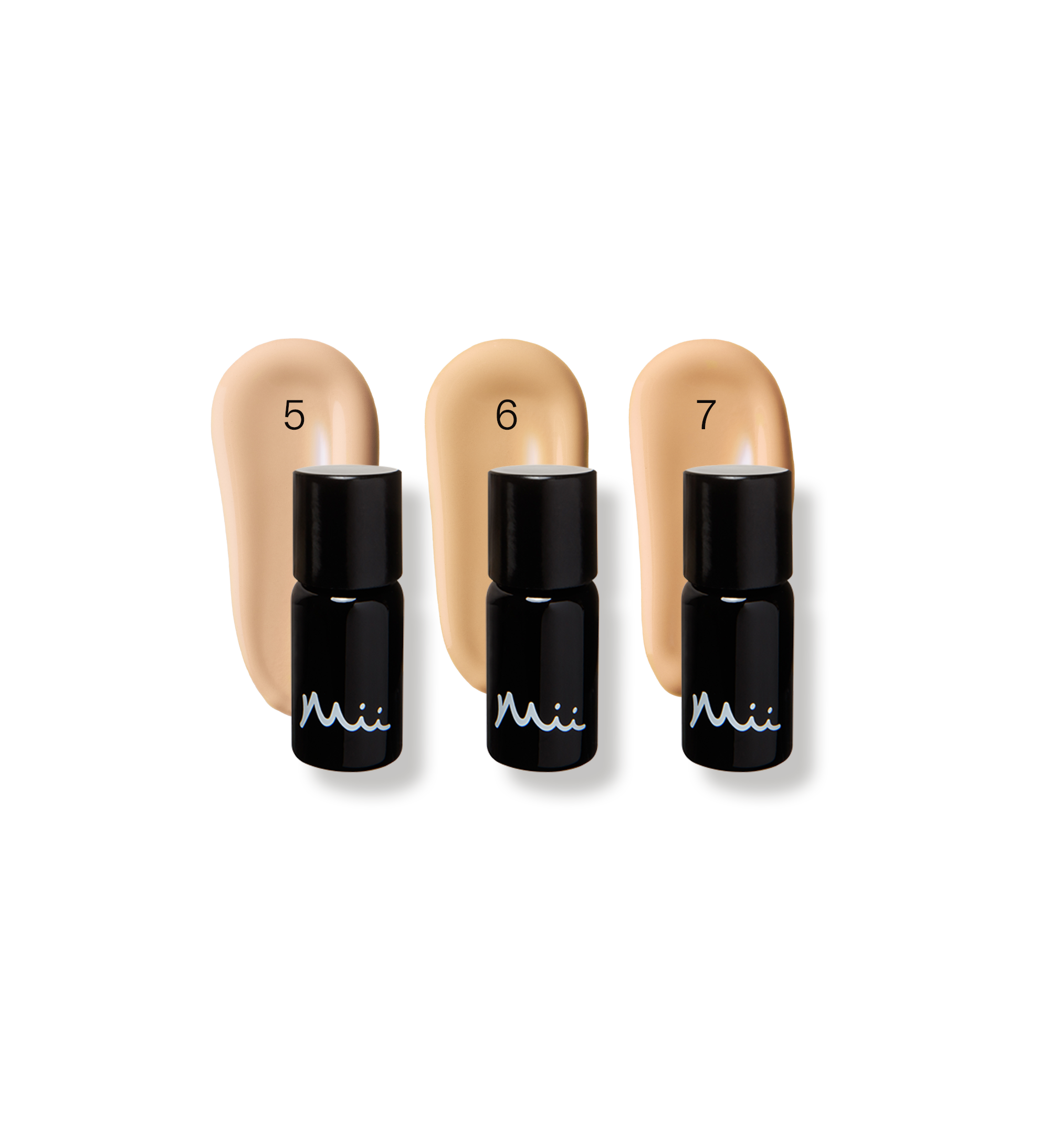 Hydraveil Serum Foundation Sample Box 5-7 packshot and swatches