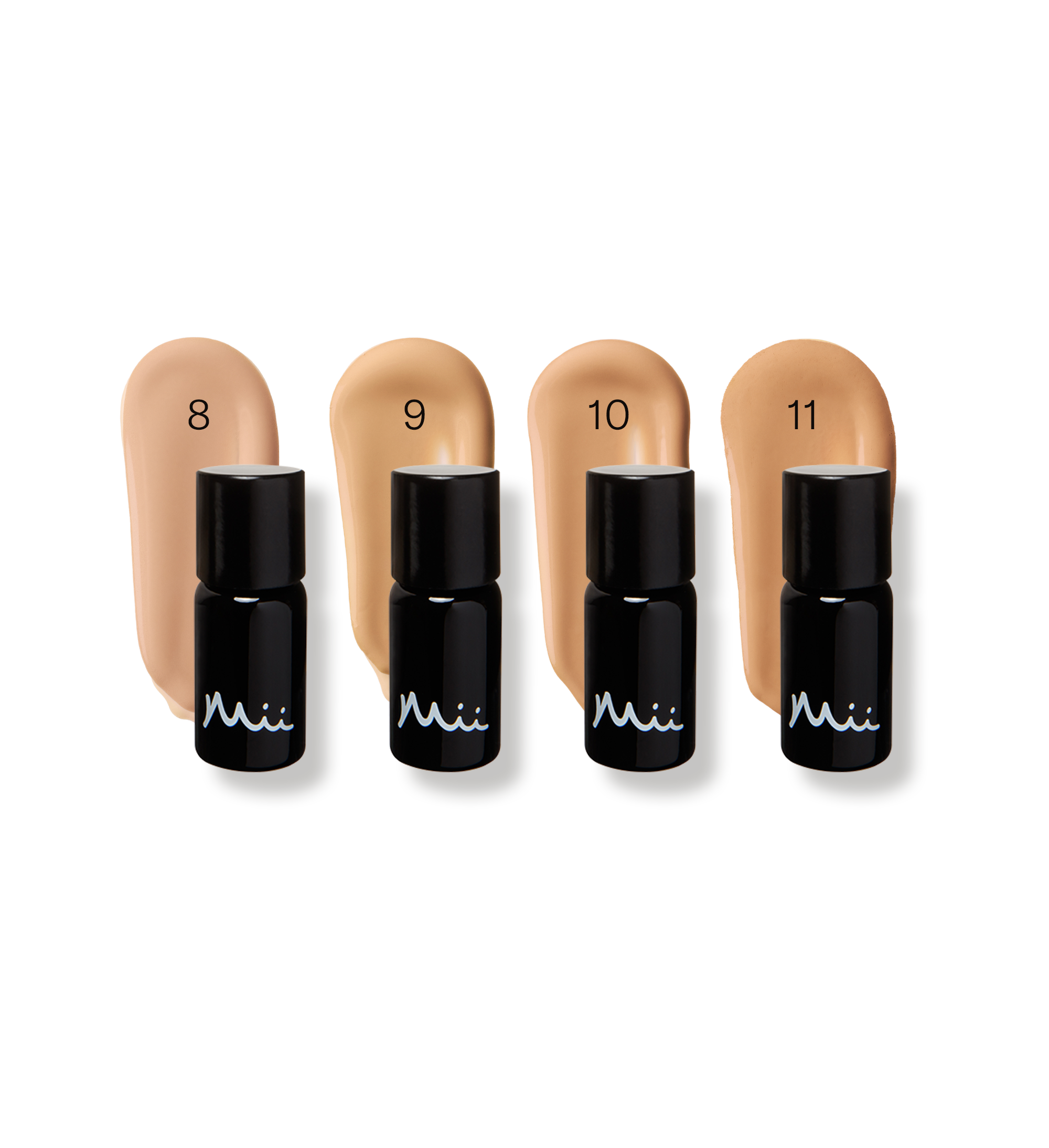 Hydraveil Serum Foundation Sample Box 8-11 packshot and swatches