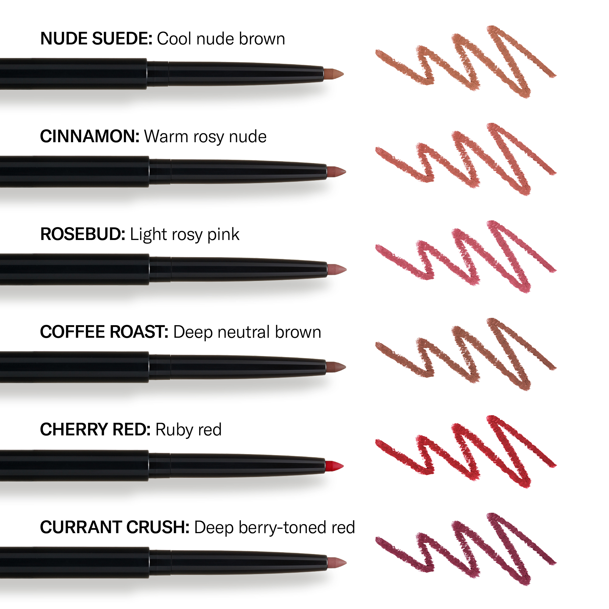 Contour Lip Liner shade range infographic